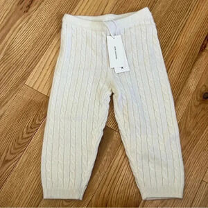 NWT Janie and Jack off white  ivory cream cable knit 100% cashmere pants